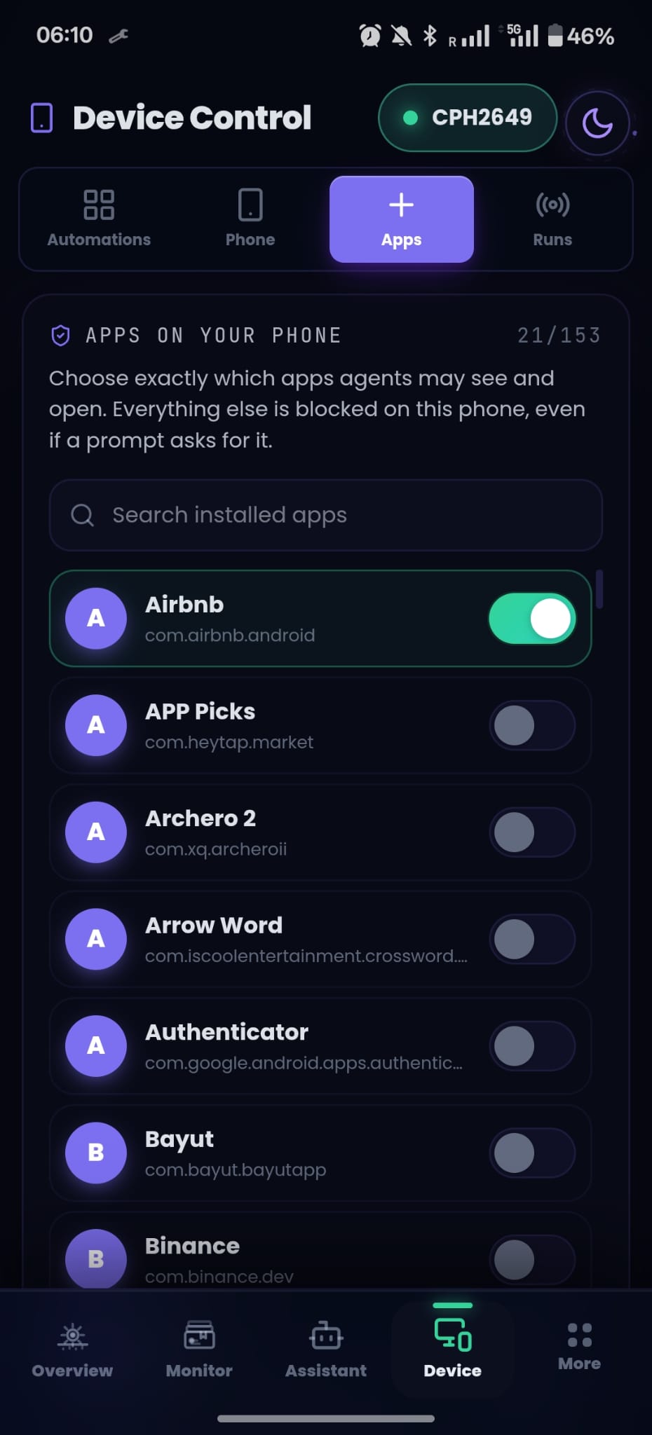 The allow-list, in the Melaya app