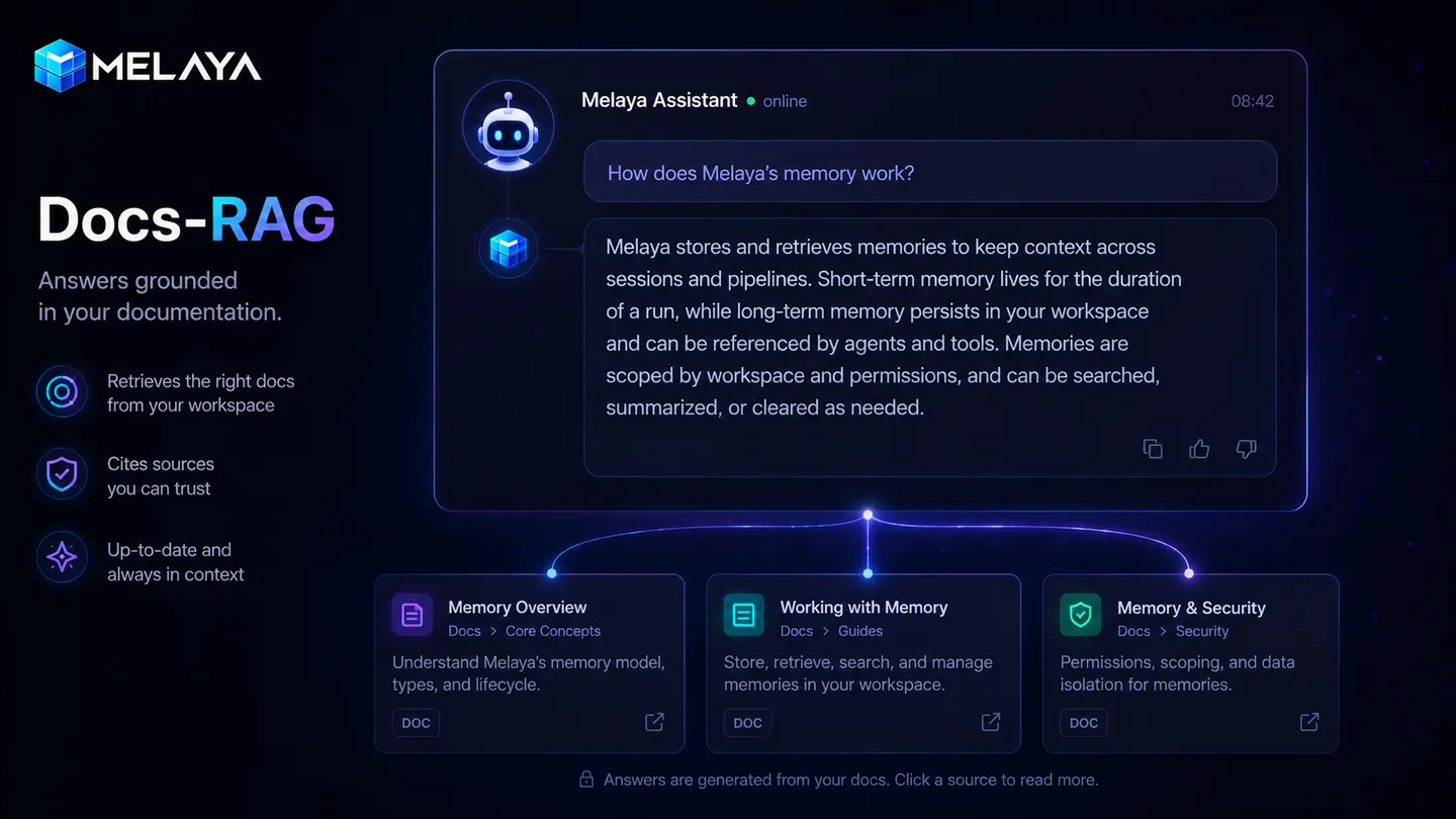 The assistant answering a product how-to question grounded in Melaya's documentation