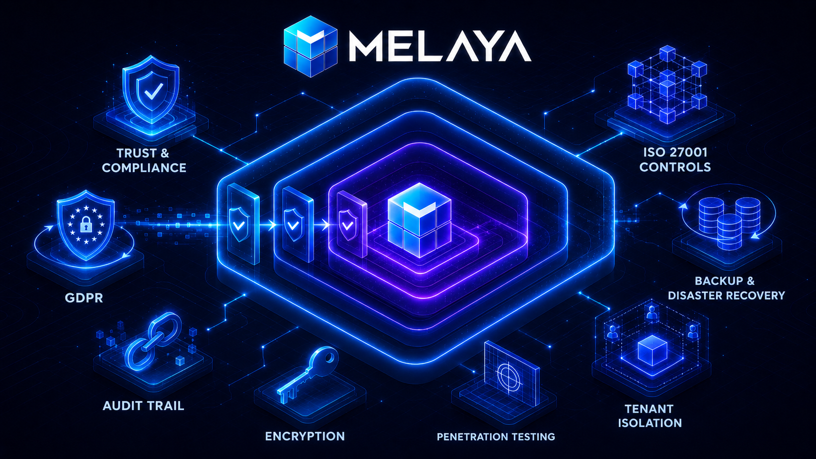 Melaya security architecture: isolation, encryption and audit layers