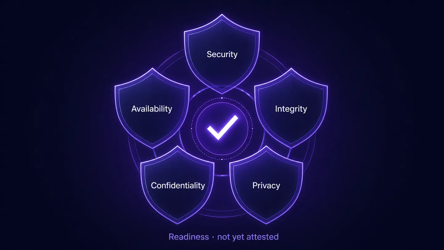 SOC 2 Trust Services Criteria mapped as a readiness artifact, not an attestation
