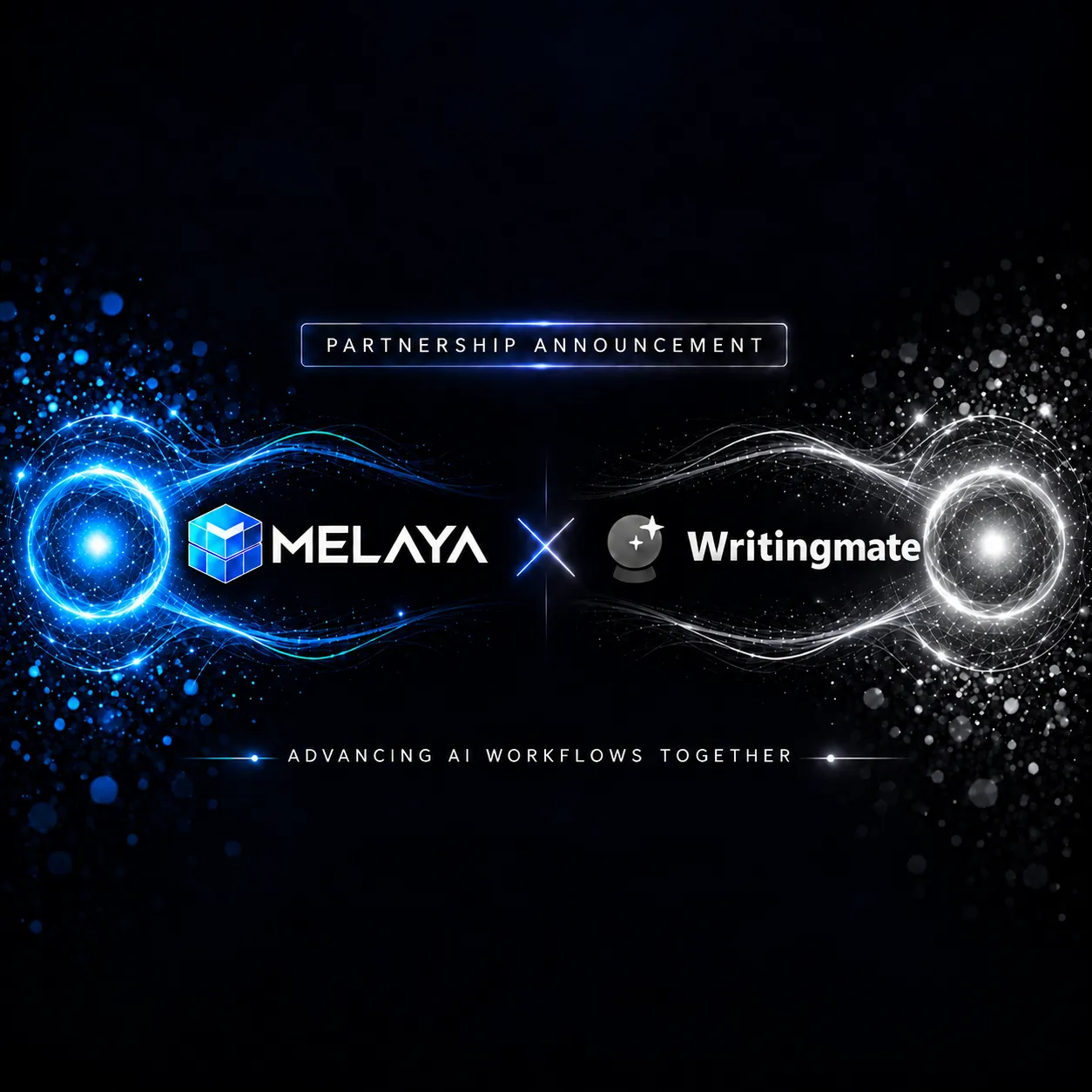 Melaya and Writingmate connected through a review step for model selection, comparison and approved action